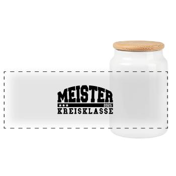 Meister 2025 Kreisklasse Aufstieg Fußball - Panorama Keksdose mit Holzdeckel - Weiß - Vorne