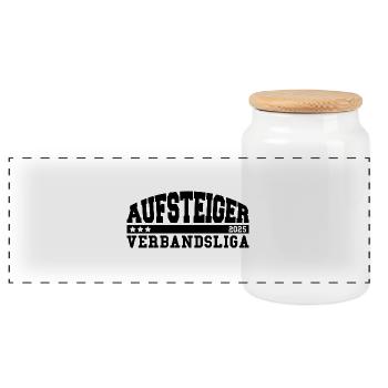 Aufsteiger 2025 Verbandsliga Aufstieg Fußball - Panorama Keksdose mit Holzdeckel - Weiß - Vorne