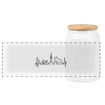Battement de cœur à vélo de route à Hambourg - Boîte à biscuits avec couvercle en bois - blanc - Devant