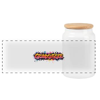 Grundgütger Graffiti Neon-Explosion - Panorama Keksdose mit Holzdeckel - Weiß - Vorne