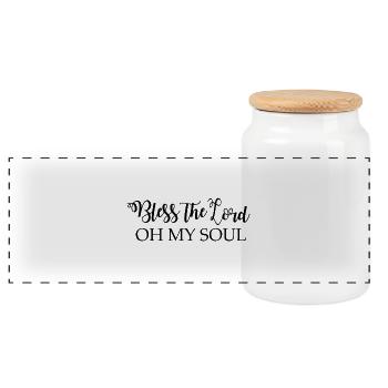 come and praise the Lord - Panoramic Cookie Jar with Wooden Lid - white - Front