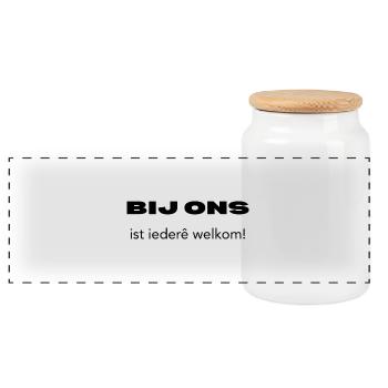 Tout le monde est le bienvenu ici – Dialecte anversois - Boîte à biscuits avec couvercle en bois - blanc - Devant