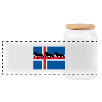 Islandflagge Tölter - Panorama Keksdose mit Holzdeckel - Weiß - Vorne