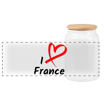 J’aime la France J’aime la France Cadeau de cœur - Boîte à biscuits avec couvercle en bois - blanc - Devant