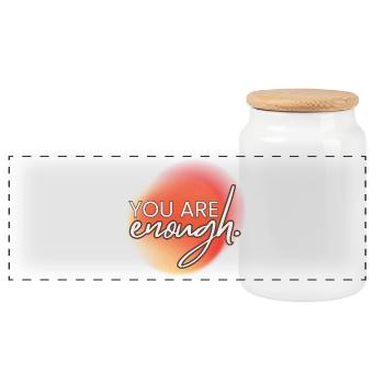 You're Enough - Panoramic Cookie Jar with Wooden Lid - white - Front