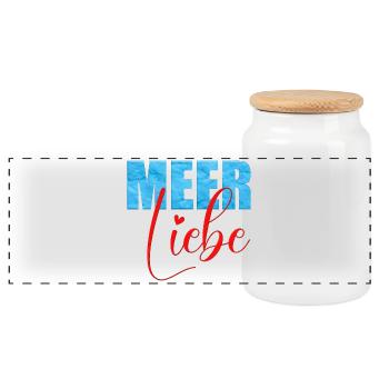 Sea Love - Panoramic Cookie Jar with Wooden Lid - white - Front