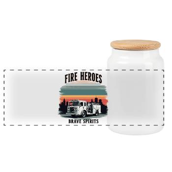 Fire Heroes – Brave Spirits - Panorama Keksdose mit Holzdeckel - Weiß - Vorne
