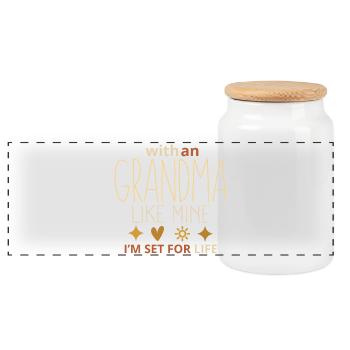 Avec une grand-mère comme la mienne, je suis prêt pour la vie – Sweet - Boîte à biscuits avec couvercle en bois - blanc - Devant