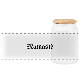 Namasté - Panorama Keksdose mit Holzdeckel - Weiß - Vorne