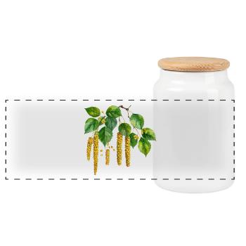 silver birch - watercolor - Panoramic Cookie Jar with Wooden Lid - white - Front