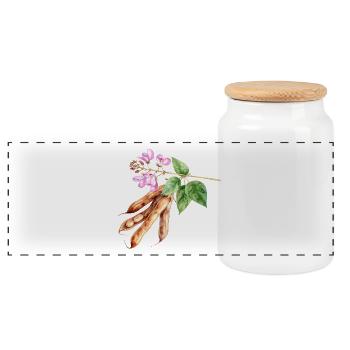 Regular beans – watercolor - Panoramic Cookie Jar with Wooden Lid - white - Front