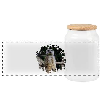 Erdmännchen - Panorama Keksdose mit Holzdeckel - Weiß - Vorne