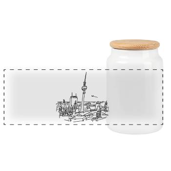 Panorama of Berlin - Panoramic Cookie Jar with Wooden Lid - white - Front