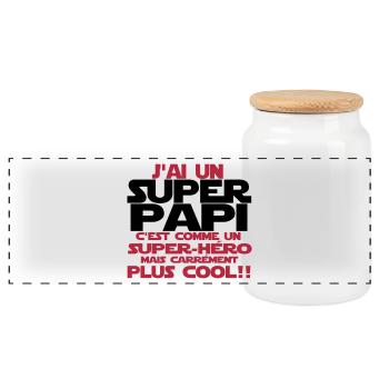 j'ai un super papi - Boîte à biscuits avec couvercle en bois - blanc - Devant