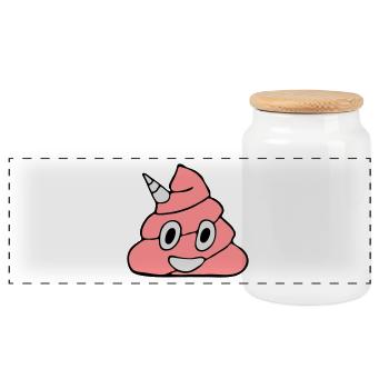 Pink Unicorn Garbage Pile - Panoramic Cookie Jar with Wooden Lid - white - Front