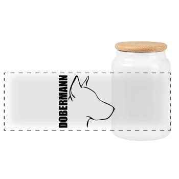 DOBERMANN PROFIL - Boîte à biscuits avec couvercle en bois - blanc - Devant