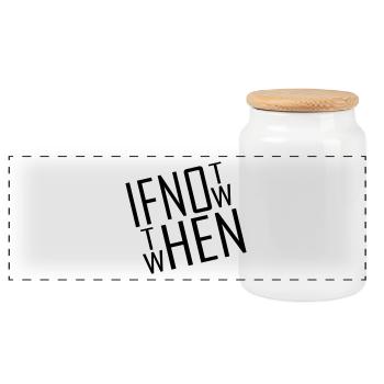 If not now - Panoramic Cookie Jar with Wooden Lid - white - Front