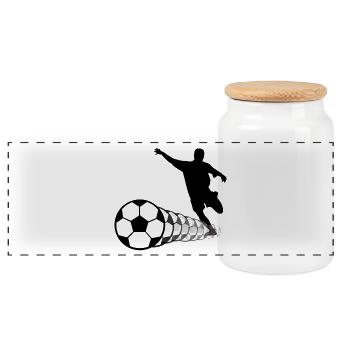 Fußballer Fußball 2c - Panorama Keksdose mit Holzdeckel - Weiß - Vorne
