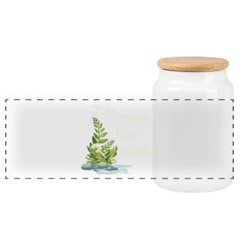 Ich mach hier schön creme - Panorama Keksdose mit Holzdeckel - Weiß - Vorne
