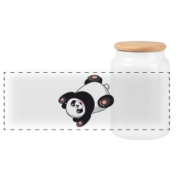 Panda - Panorama Keksdose mit Holzdeckel - Weiß - Vorne