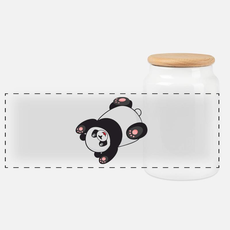 Panda - Panorama Keksdose mit Holzdeckel - Weiß