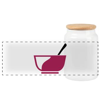 Cereal bowl for breakfast gift - Panoramic Cookie Jar with Wooden Lid - white - Front