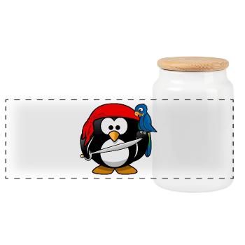 Pinguin - Panorama Keksdose mit Holzdeckel - Weiß - Vorne