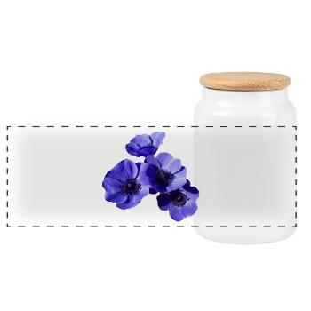 blue flowers - Panoramic Cookie Jar with Wooden Lid - white - Front