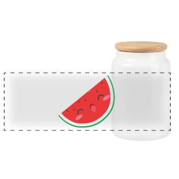Sweet watermelon - Süße Wassermelone mit Lächeln - Panorama Keksdose mit Holzdeckel - Weiß - Vorne