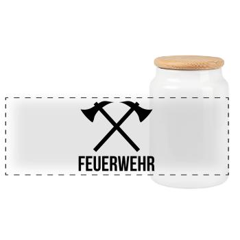 feuerwehr - Panorama Keksdose mit Holzdeckel - Weiß - Vorne