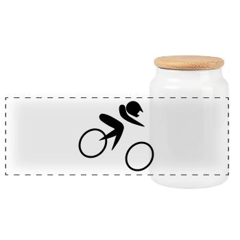 Off-road bicycle races - Panoramic Cookie Jar with Wooden Lid - white - Front