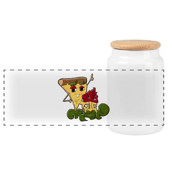 PizzaBF - Panoramic Cookie Jar with Wooden Lid - white - Front