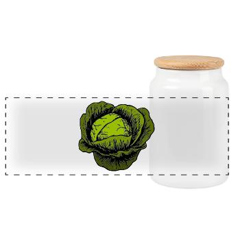kohl rotkohl weisskohl cabbage kale veggie gemuese - Panorama Keksdose mit Holzdeckel - Weiß - Vorne