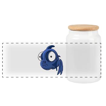 poisson - Boîte à biscuits avec couvercle en bois - blanc - Devant