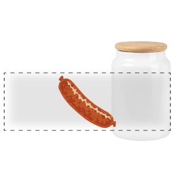 saucisse - Boîte à biscuits avec couvercle en bois - blanc - Devant