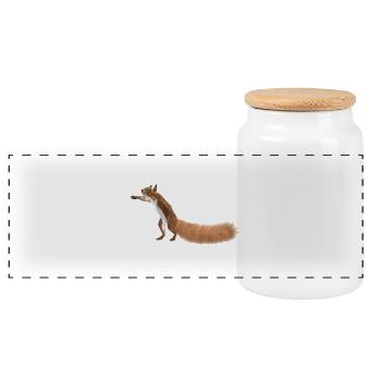 squirrel - Panoramic Cookie Jar with Wooden Lid - white - Front