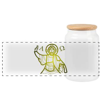 god god church church bible bible wedding wedding - Panoramic Cookie Jar with Wooden Lid - white - Front