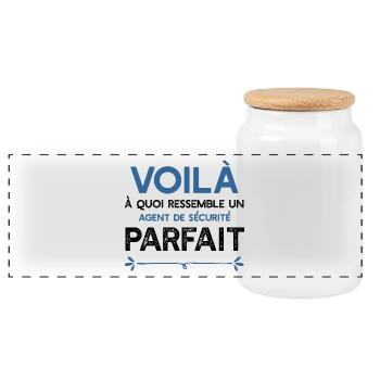 Un Agent de sécurité parfait métier cadeau - Boîte à biscuits avec couvercle en bois - blanc - Devant