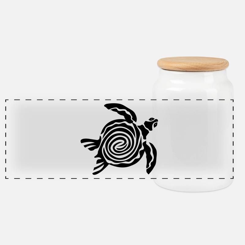 Schildkröte - Panorama Keksdose mit Holzdeckel - Weiß