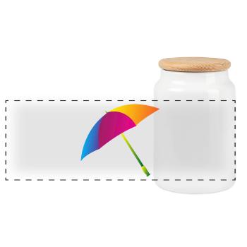 Rainbow Umbrella - Panoramic Cookie Jar with Wooden Lid - white - Front