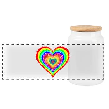 Cœur arc-en-ciel - Boîte à biscuits avec couvercle en bois - blanc - Devant