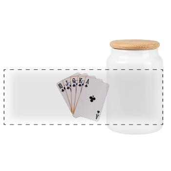 Poker, Royal Flush Kreuz. Geschenkidee - Panorama Keksdose mit Holzdeckel - Weiß - Vorne