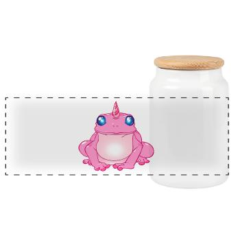 Unicorn Toad Frog Pink - Panoramic Cookie Jar with Wooden Lid - white - Front