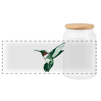 humming-bird - Panoramic Cookie Jar with Wooden Lid - white - Front