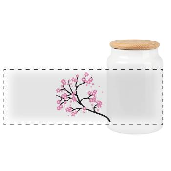 Beautiful flowers! - Panoramic Cookie Jar with Wooden Lid - white - Front