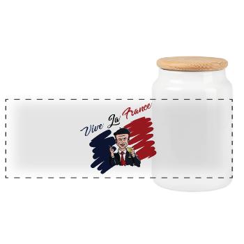 vive la france, Macron, Paris - Boîte à biscuits avec couvercle en bois - blanc - Devant