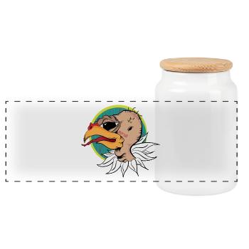 Condor - Panoramic Cookie Jar with Wooden Lid - white - Front