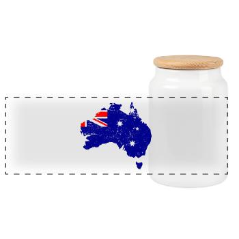 Australien vintage Karte - Panorama Keksdose mit Holzdeckel - Weiß - Vorne