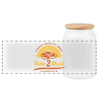 Time 2 Meat - Panorama Keksdose mit Holzdeckel - Weiß - Vorne