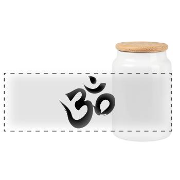 OM Mantra Yoga - Boîte à biscuits avec couvercle en bois - blanc - Devant